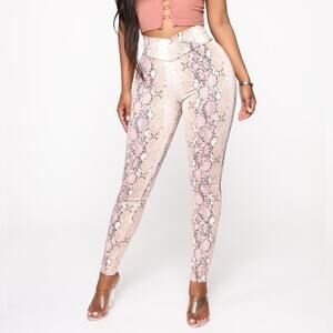 Fashion Nova Shed Your Skin Pink Snakeskin Leggings XS